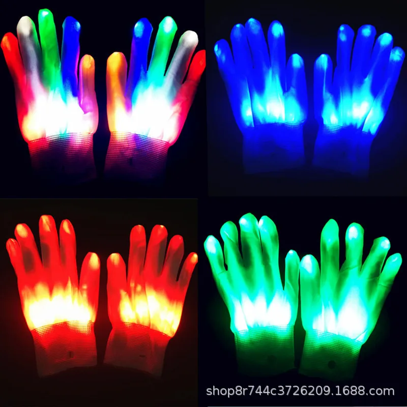 

1pc ColorFlashing Color Changing Luminous Gloves Stage Cheer Cool Led Gloves Night Running Bar Atmosphere Props Glowing Party