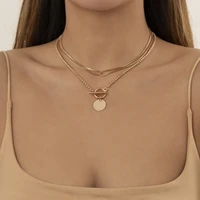xinsom minimalist sequin pendant necklace for women gold silver color multilayer party wedding necklace fashion jewelry gift