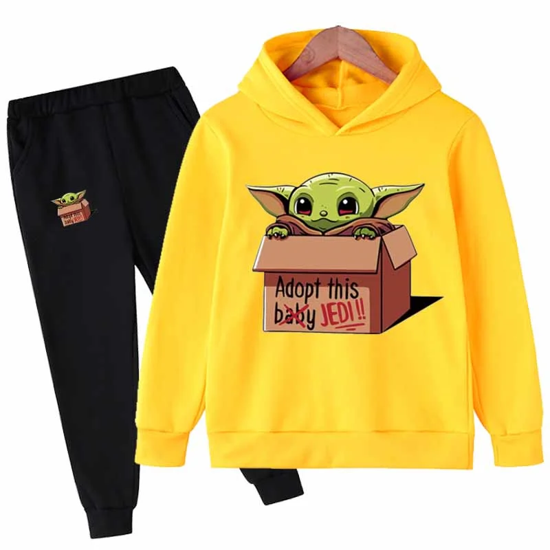 

Spring Baby Baby Yoda Tracksuit Children Boy Girl Cotton Mandalorian Pants 2Pcs Sets Kids Sport Yoda Suit Children Clothing