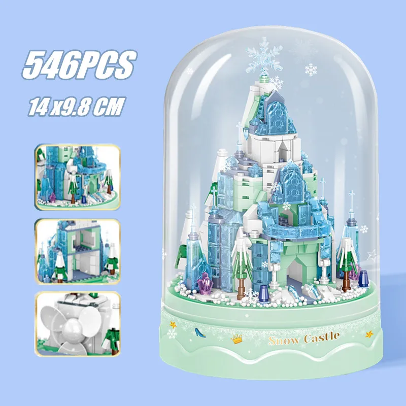 Disney Frozen Elsa Snow Ice Castle Music Box Castle Friends Building Blocks City Bricks Figures Toys Children Gift Kid Girl Boy