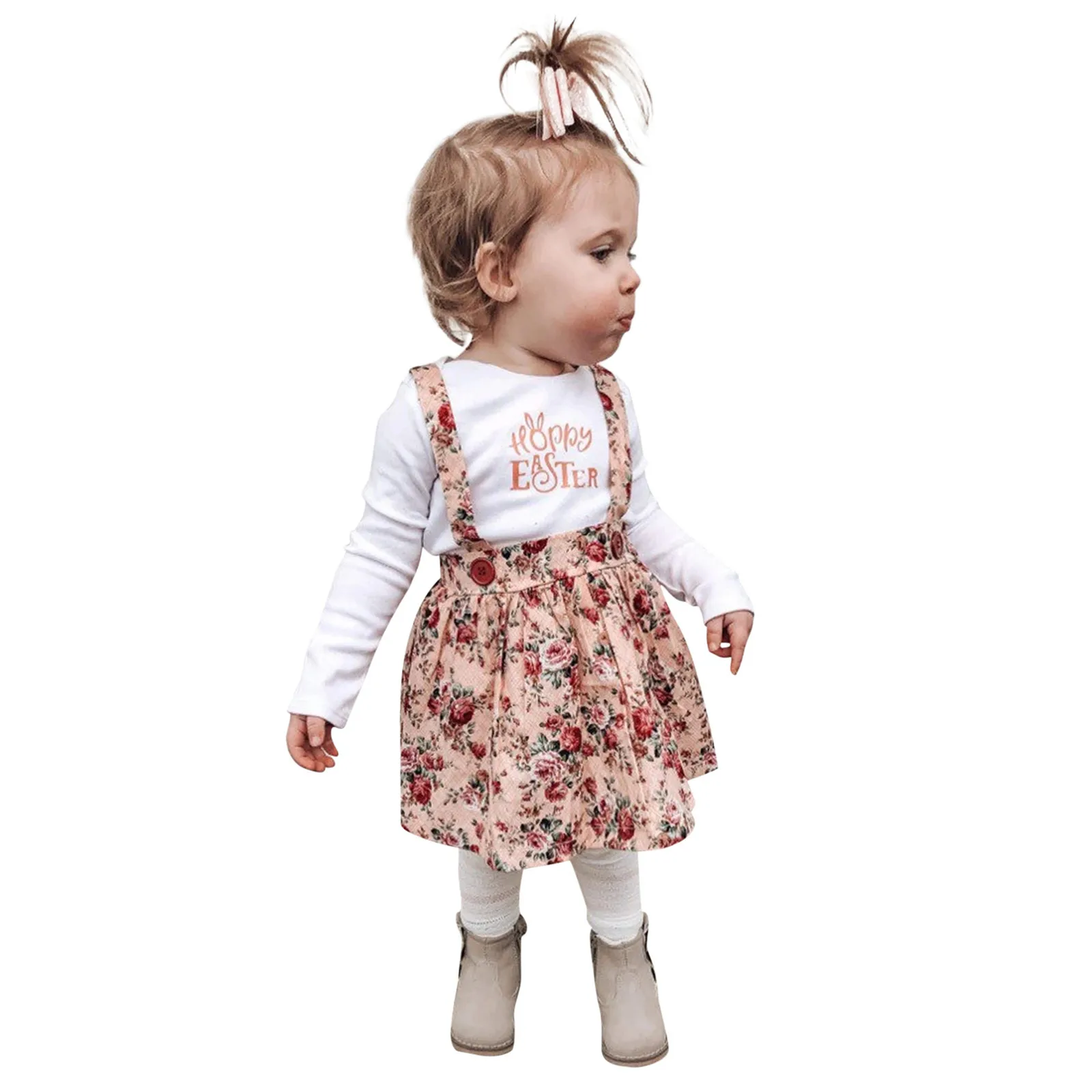 

Bodysuit Romper Outfits Rabbit Infant Bunny Suspender Easter Clothes Set Girls Skirt Floral Baby Girls Outfits&Set Sets