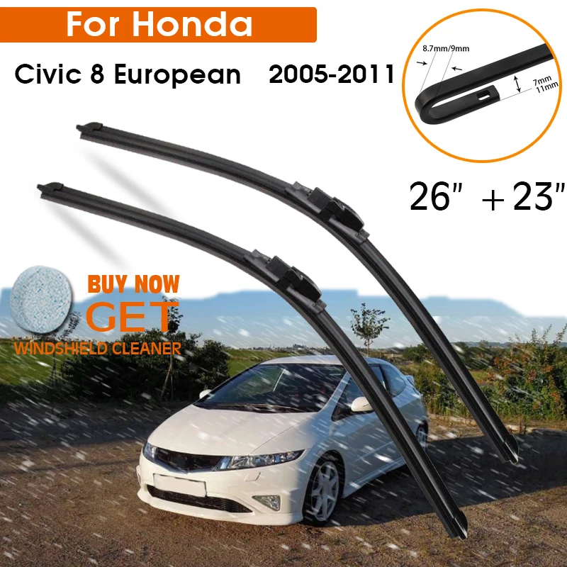 Car Wiper For Honda Civic 8 European 2005-2011 Windshield Rubber Silicon Refill Front Window Wiper 26
