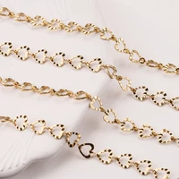 1 meter 6mm filled gold love stainless steel roll chains hollow heart link chain for diy jewelry making bulk supplies findings