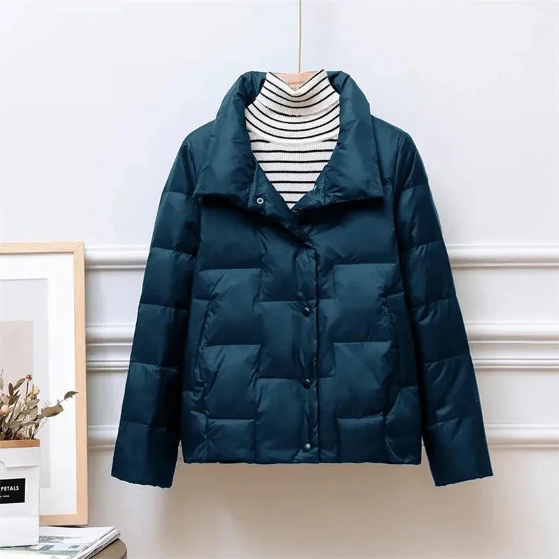 Fashion Down Cotton Jacket Female Short Coat Autumn Winter Women's 2023 New Stand Collar Loose Jacket Vintage Parkas Qulited Top