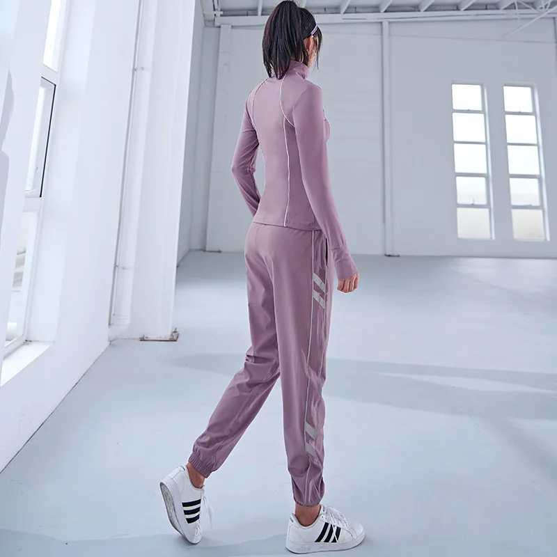 

Autumn and Winter New High Elasticity Yoga Sports Suit Female Slim Top Loose Pants Fitness Clothing Tracksuit Sport Set Women