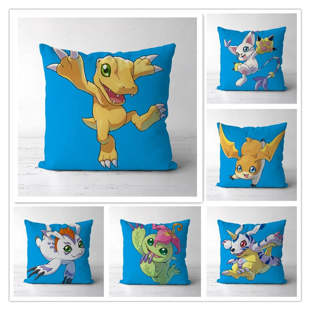 

Digimon Adventure Agumon Gabumon Two Sides Decor Pillow Cushion Case Cover