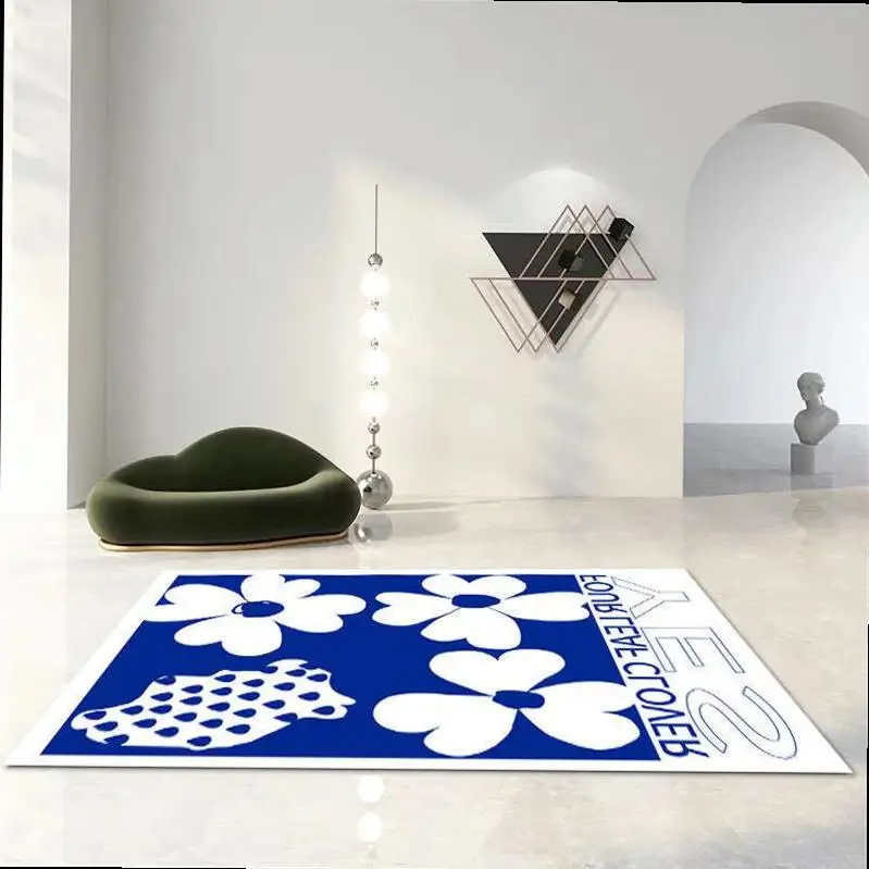 

New Art Klein Blue Checkerboard Large Size Living Room Carpet Simple Sofa Carpets B&B Bedside Mat Coffee Floor Bedroom Ins Table