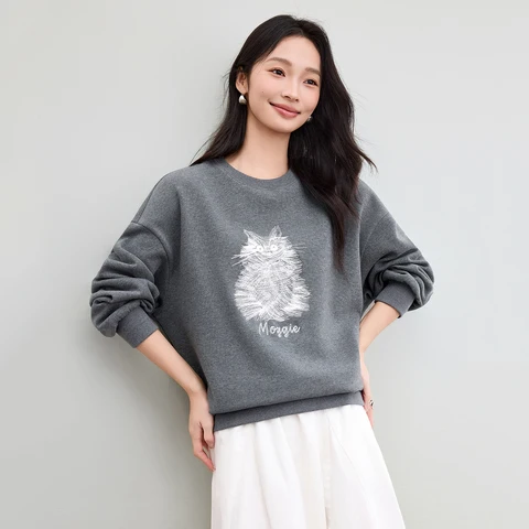 SENTUBILA Женские толстовки из хлопка с принтом кошки