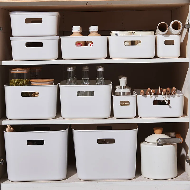 Thickened White Japanese Storage Box Sorting Sundries Storage Basket Storage Box Wardrobe Plastic Box Wholesale