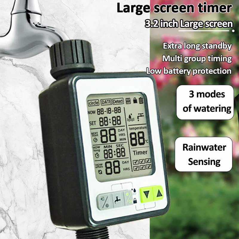 Таймер садового орошения с задержкой от дождя умный таймер воды большой ЖК-экран