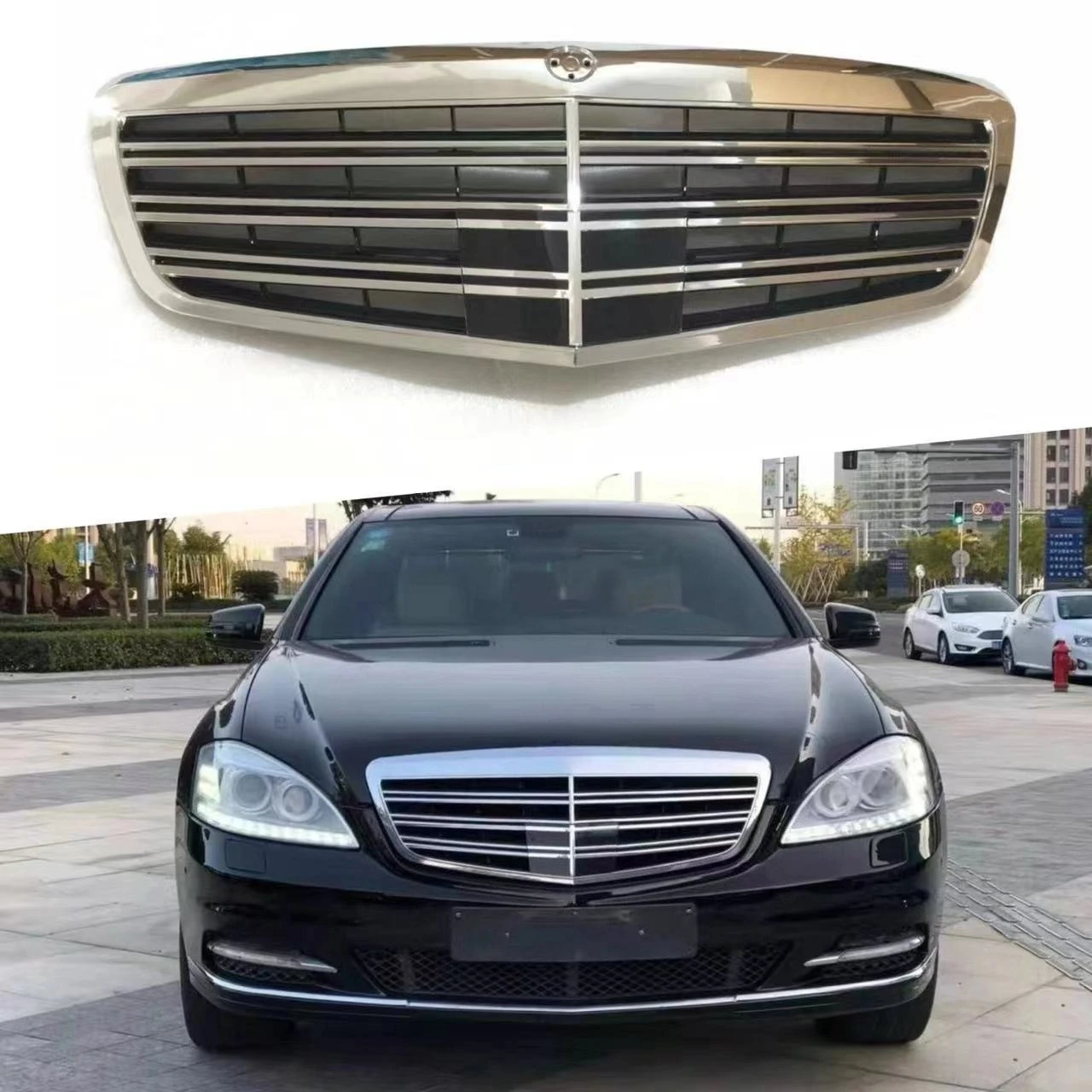 Фото Подходит для Mercedes-Benz S-Class W221 AMG 2009, 2010, 2011, 2012 годов выпуска. Оригинальная замена решетки радиатора, декоративная сетка для автомобиля. №1