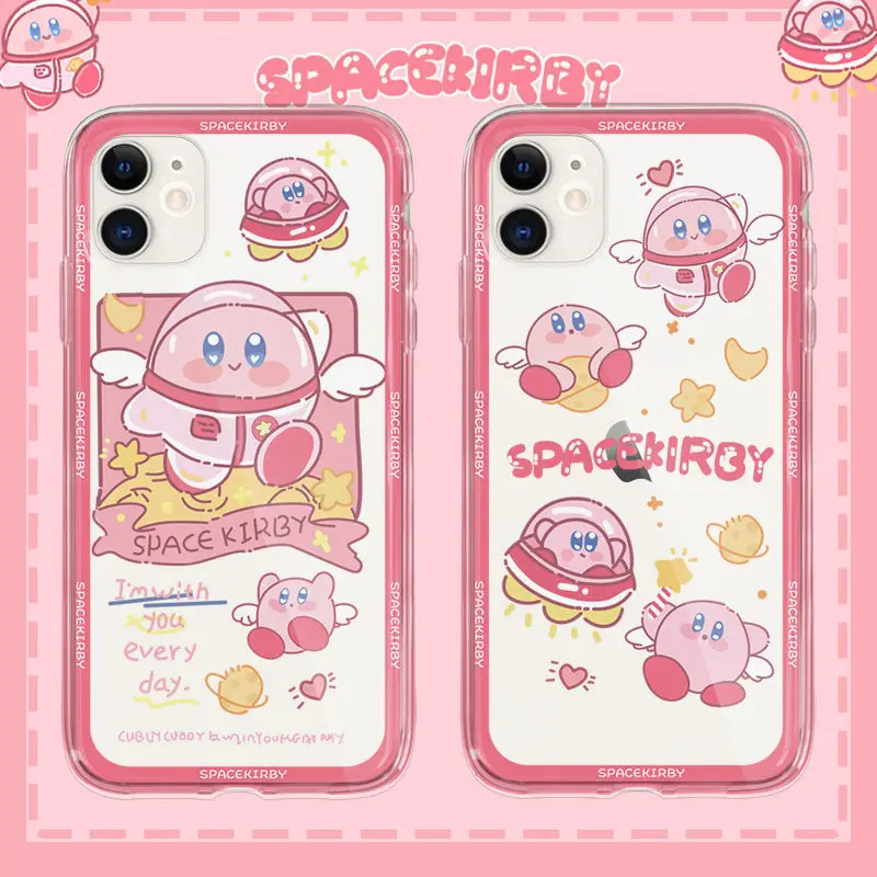 

kirby Kawaii Shockproof Phone Case anime Cartoon For iPhone 12 13 Mini 11 Pro Max XR X XS Max 7 8 Plus SE 2020 Clear Back Cover