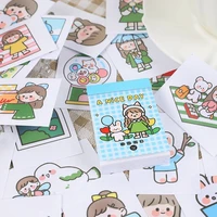 happy girl mini paper stickers set 4060mm diy decoration stationery lovely children gift 50pcslot