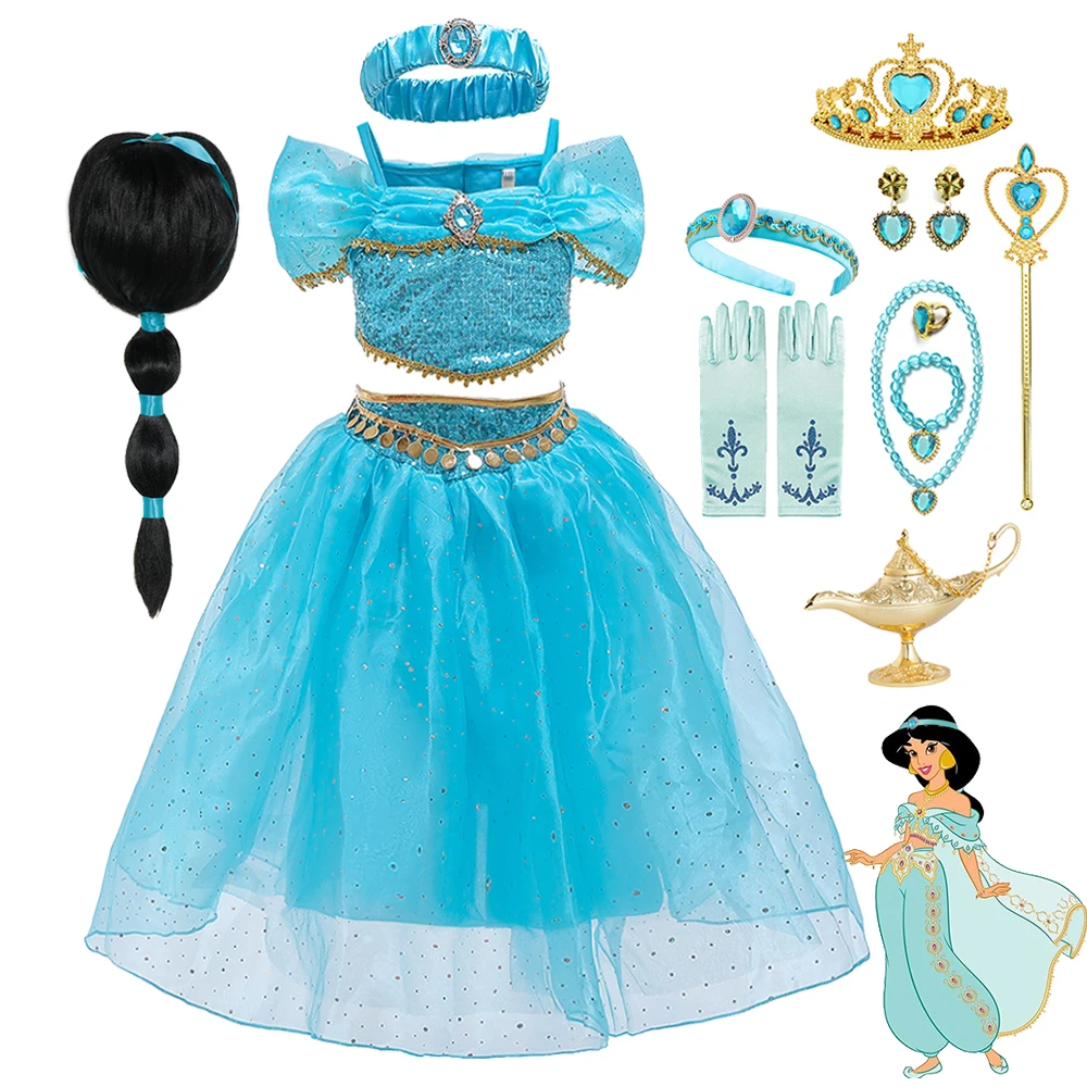 

Jasmine Girls Dress Aladdin Princess Magic Lamp Carnival Clothing Vestidos Birthday Party Cosplay Costume