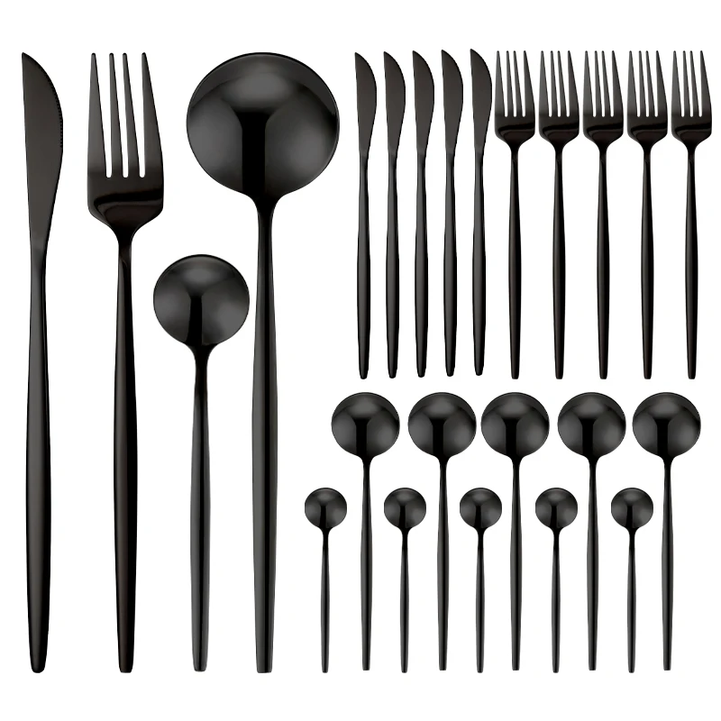 

Dropshipping 24pcs Silverware Flatware Set Fork Spoon Knive Flatware Set Stainless Steel Dinnerware Set Of Dishes For 6 Persons