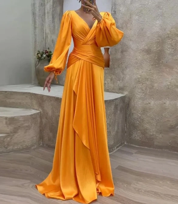 

Women's Elegant Long Sleeve Dress Women Clothing Royal Sister Style Female High Waist Fashion Irregular Dresses