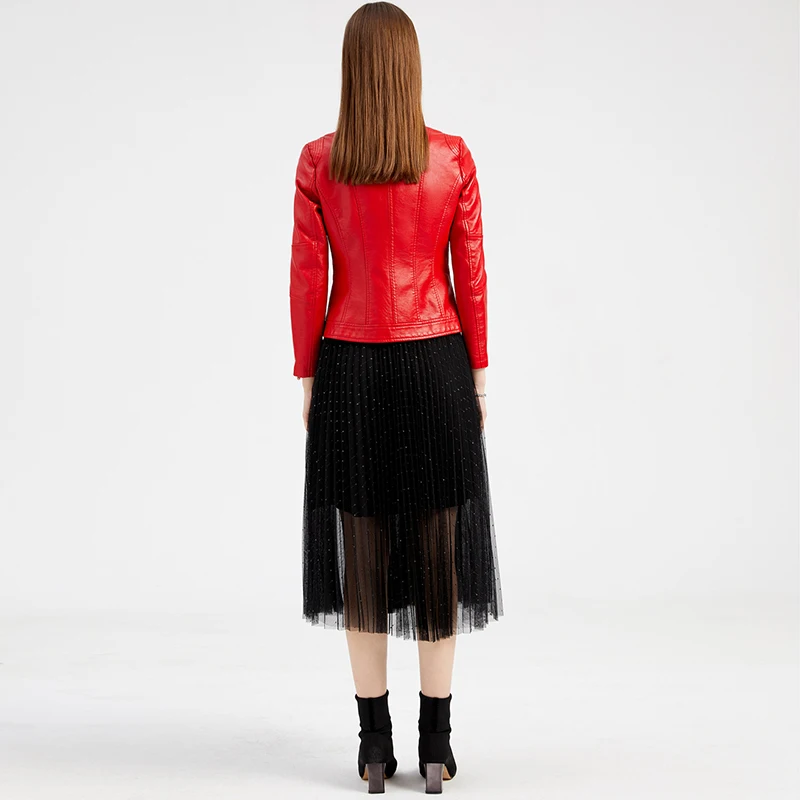 CCI 2022 Fashion Women Moto Biker Zipper Short Jacket Slim Streetwear Casual Oversized Solid Female Outwear Coat WQ010C