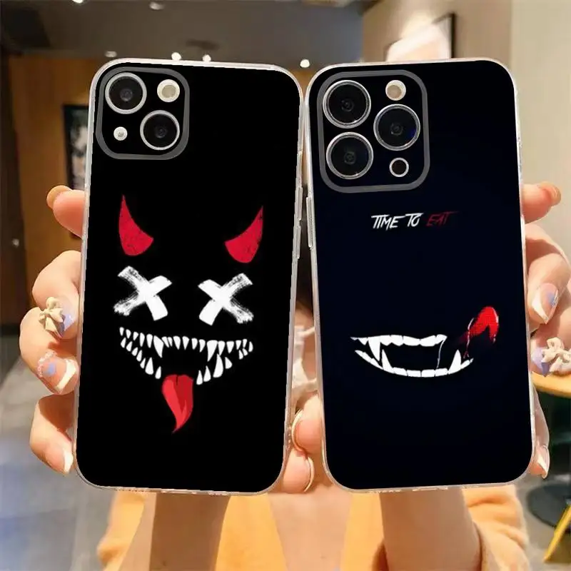 

Demon Face Phone Case For iPhone 11 12 Mini 13 14 Pro XS Max X 8 7 6s Plus 5 SE XR Transparent Shell