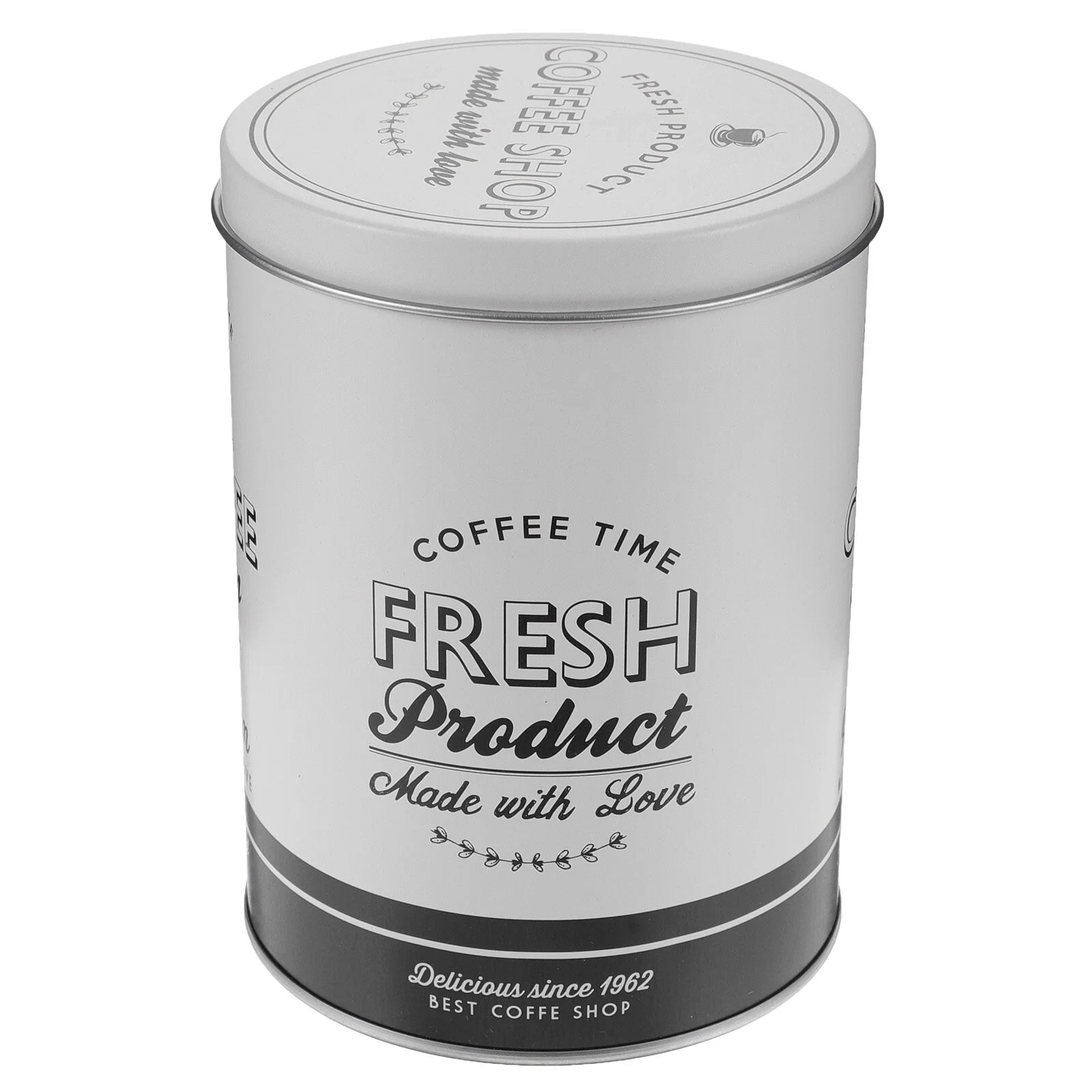 

Snack Container Container Metal Can Lid Wrought Iron Storage Tank Container Jar 10X10X13.5CM Coffee Bean White Home Candy