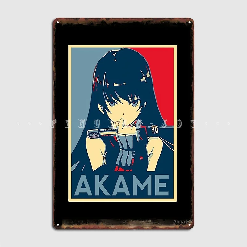 

Akame Ga Kill Akame Waifu Poster Metal Plaque Cinema Kitchen Cinema Customize Painting Décor Tin Sign Posters