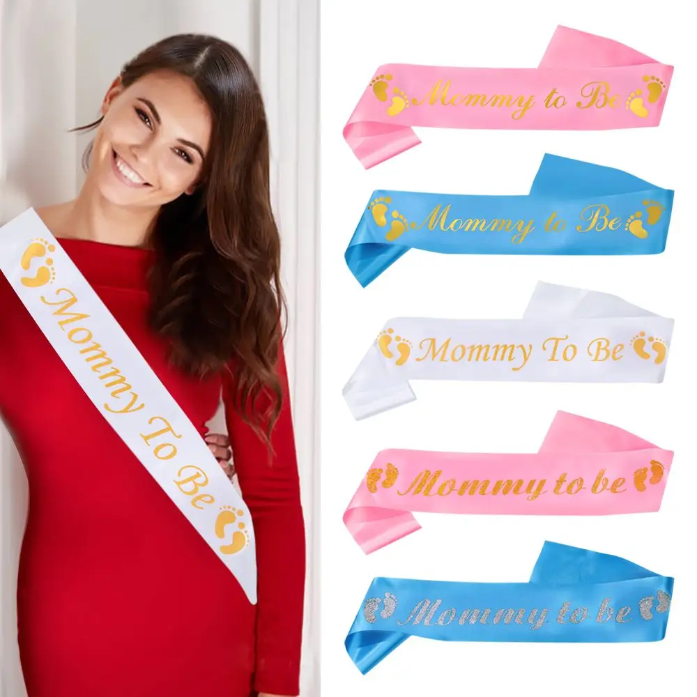 

Satin Sash New Mommy Baby Boy Girl Gifts Mum To Be Sash Baby Shower Decoration Etiquette Belt Newborn Party Supplies