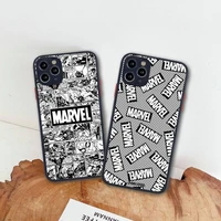 marvel logo avengers heros phone case for iphone 13 12 11 pro max mini xs 8 7 plus x se 2020 xr matte transparent cover