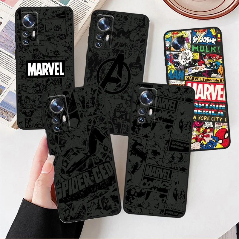 Мягкий силиконовый черный чехол для телефона с героями мультфильмов Marvel