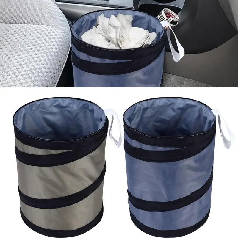 

Car Trash Can Automotive Hanging Elastic Band Recycling Bins Vehicles Portable Collapsible Garbage Can Car Interior Accessories