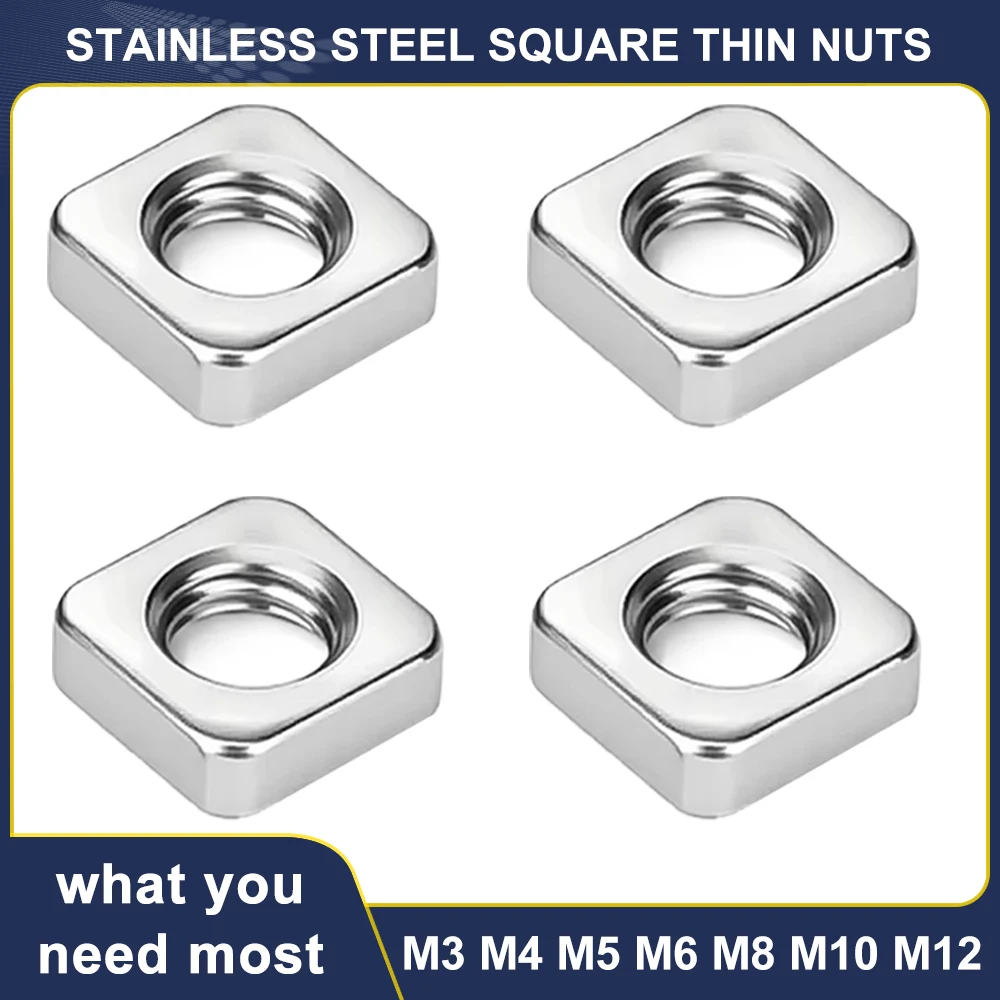 

DIN557 Квадратная гайка с метрической резьбой из нержавеющей стали 304, квадратная квадратная гайка высокого качества A2-70, квадратные гайки M3 M4 M5 M6 M8 M10 M12