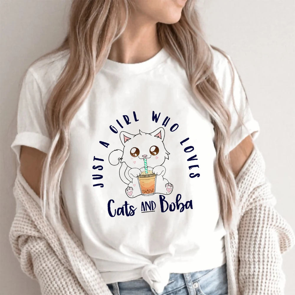 

Kawaii t shirts Summer Tees Women Fashion Printed Boba Bubble Tea Tops Funny Cute Cartoon tshirt Female 2022