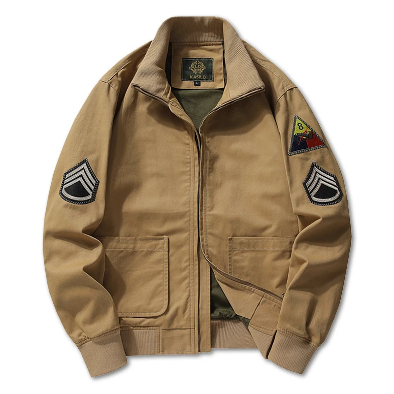 2021 Brad Pitt Fury WW2 cisterna Khaki Spring Military Army Bomber Jacket giacca da uomo in cotone leggero e cappotti
