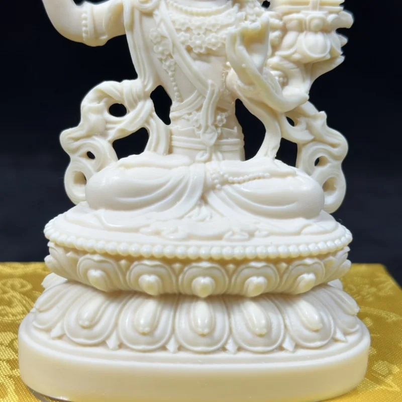 Резной орех цвета слоновой кости статуя Бодхисаттвы Мэншу/бадхиса 12*8*5 см
