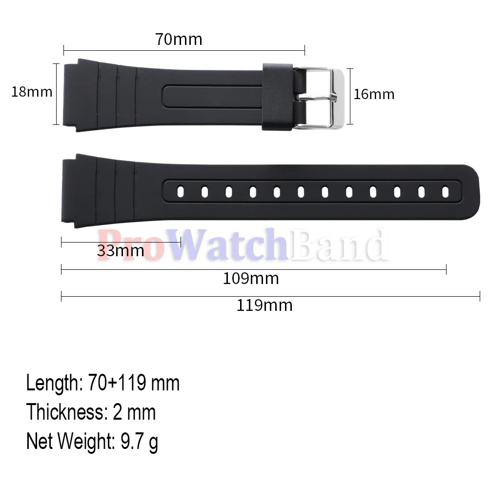 Силиконовый ремешок для часов Casio F91W W800H SGW400 F84 F105108 A158168 AE1200, 18 мм, водонепроницаемый, резиновый, замена браслета (art.: 3920da37e82ce) - 3920da37e82ce