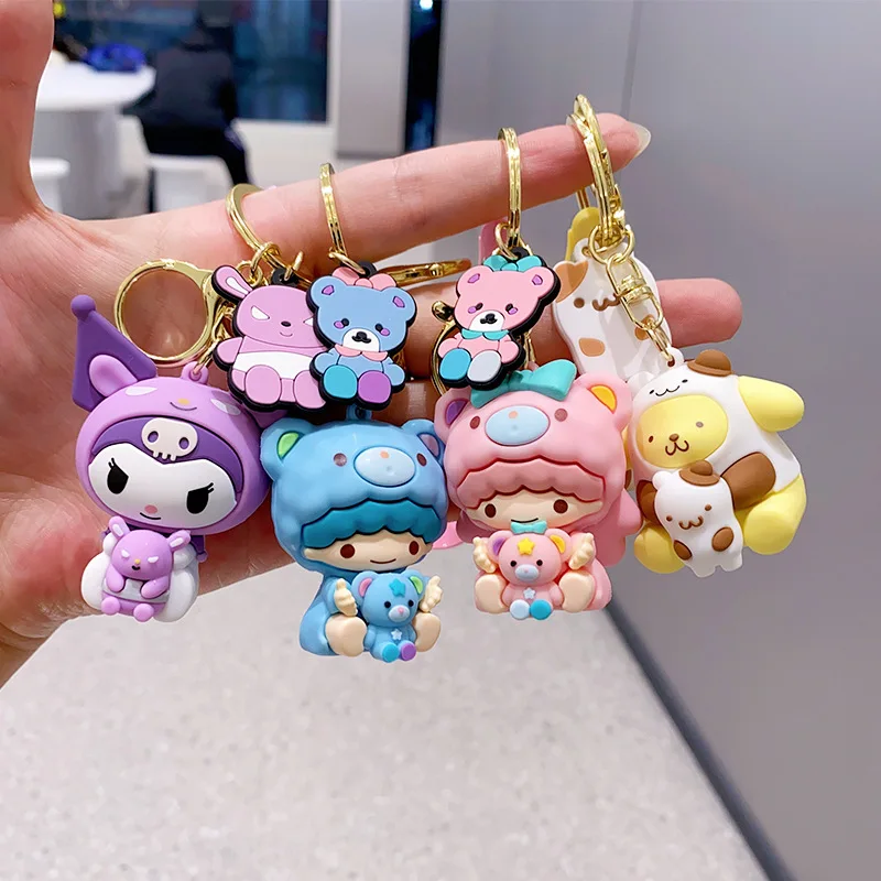 

Cute Sanrio Kuromi Keychain Hello Kitty Doll Keyring Cinnamoroll Bag Pendant Accessories My Melody Pochacco Anime Figures Toy
