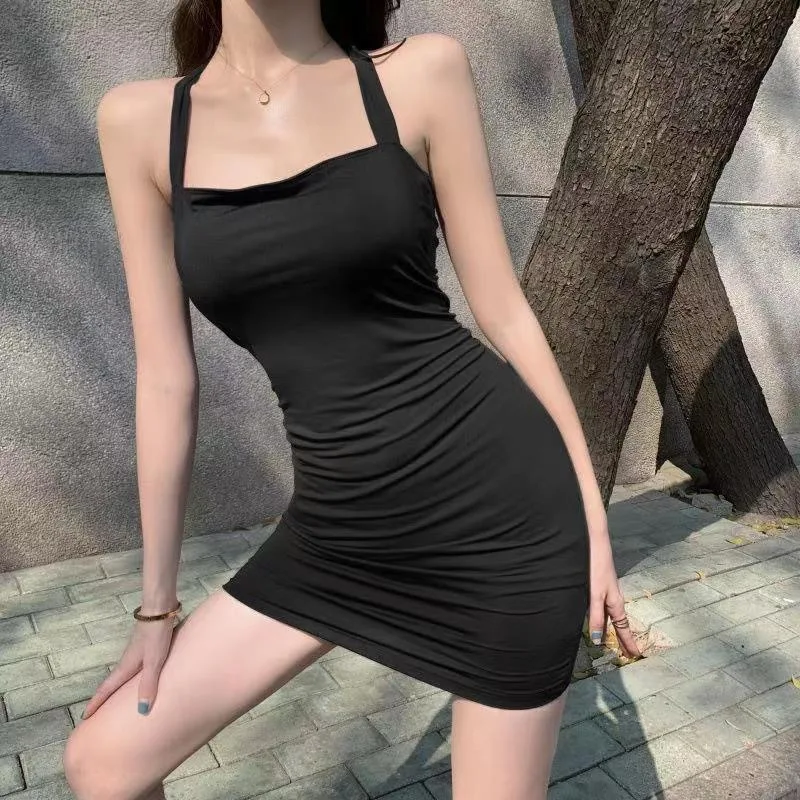 

Sexy Summer Women Dress Sleeveless Mini Dress Night Beach Backless Dresses Solid Color Female Clothing Casual Party Wear 2022