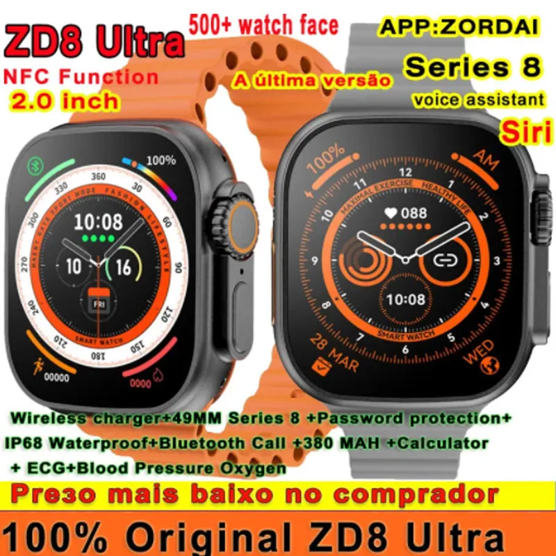 

Original ZD8 Ultra Smart Watch 49MM Series 8 Bluetooth Call 2.0" Retina Screen Siri NFC ECG Music IP68 Waterproof Iwo Smartwatch