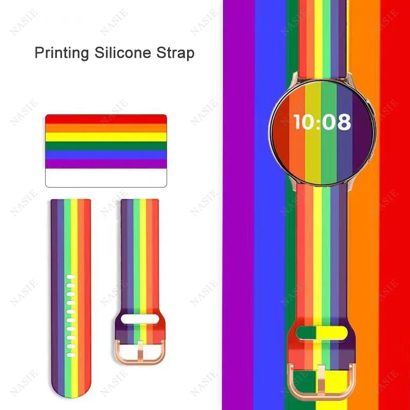 20mm 22mm Printing Silicone Watchband for Samsung Galaxy Watch 42mm Active 2 40mm Bracelet Band Strap Gear S2 Amazfit bip |