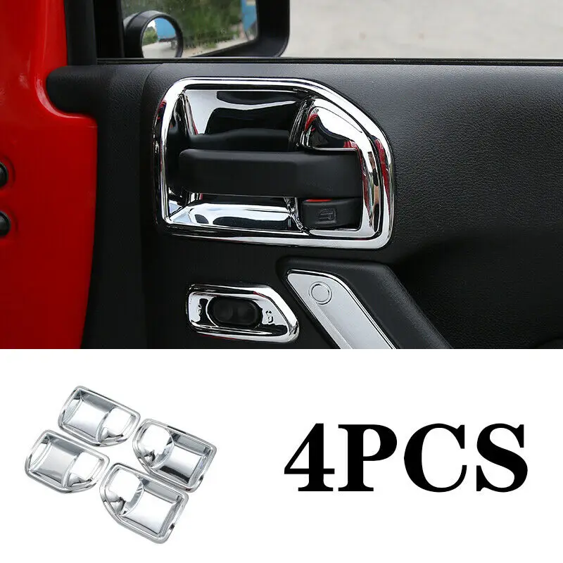 

Fit For Jeep Wrangler JK 4DR 2011-2017 Chrome Interior Door Bowl Cover Trim 4PCS
