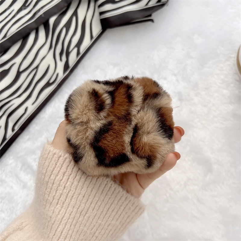 Модный мягкий плюшевый леопардовый чехол для наушников Apple AirPods 1 2 Pro 3 с