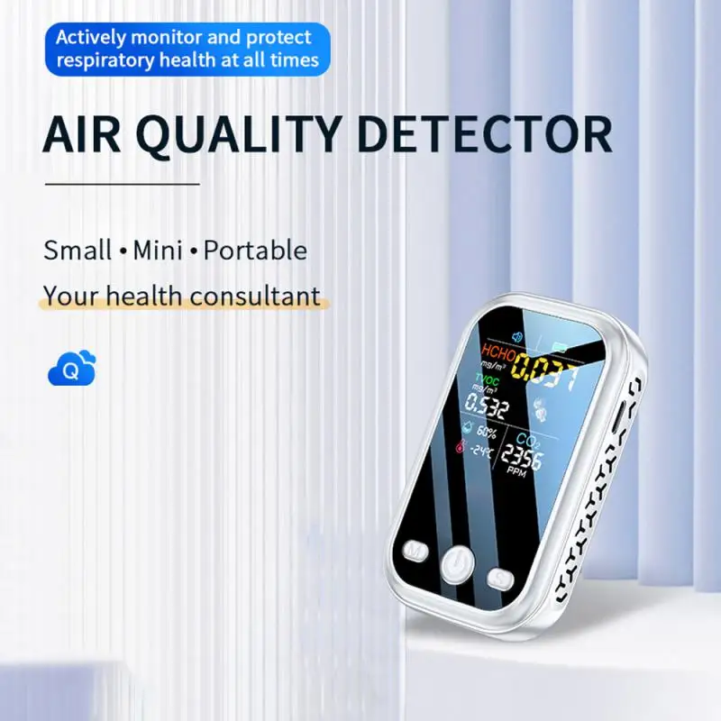 

5 In 1 Air Quality Sensor 1.9inch 240 * 280 Resolution Household Handheld HCHO TVOC Co2 Temperature Humidity Detector Tester