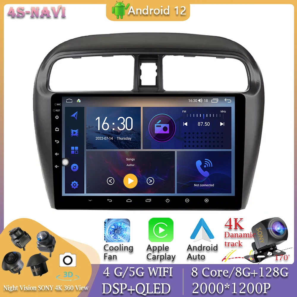 

Головное устройство 9 дюймов Android 12 для Mitsubishi Mirage Attrage 2012 - 2018 автомобильное радио Авторадио мультимедийный плеер видеонаблюдение GPS