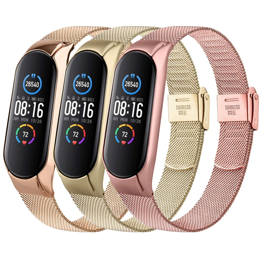 Wrist Strap For Xiaomi Mi Band 6 4 5 3 Metal Bracelet Screwless Stainless Steel for Mi Band 6 4 3 5 Strap Wristbands Pulseira