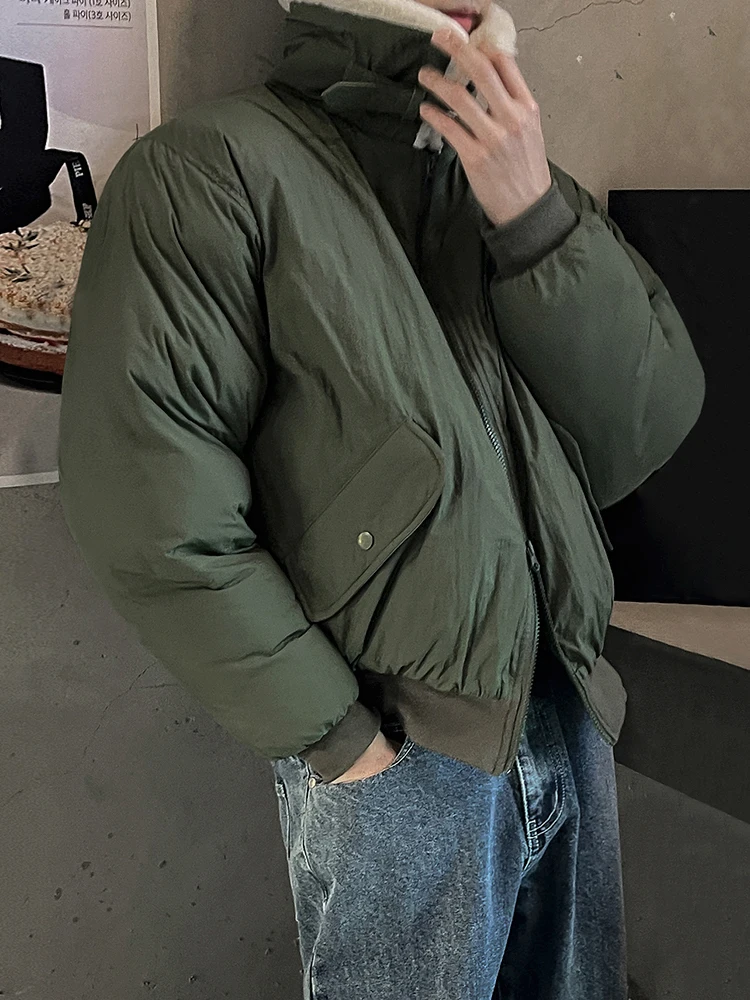 Сплошные мужские стеганые пальто из овечьей шерсти с отложным воротником