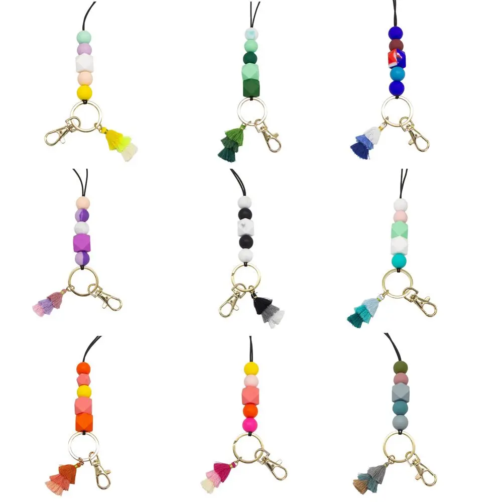 

Lanyards Beads Key Chain Silicone Necklace Office School Supplies Teacher Nurse Lanyards Badge Beaded Lanyard ID Badge Holder