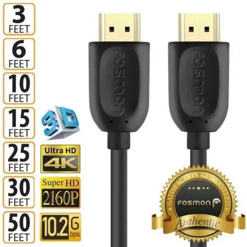 

HDMI 3 6 10 15 25 30 50 FT 1.4 4K 3D HDTV PC Xbox ONE PS4 High Speed Cable Plug