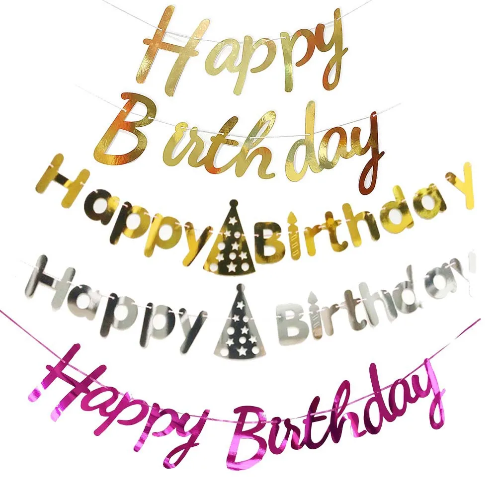 

Happy birthday banner with English letters pull flag triangle baby birthday party decoration banner party decoration supplies