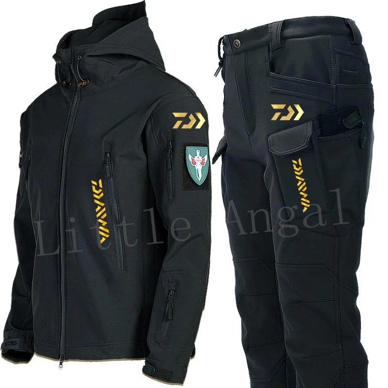 

DAIWA Winter Men Fishing Suits Outdoor Skiing Windproof Waterproof Warm Hiking Soft Shell Jackets Thermal Tactical Sport Pants