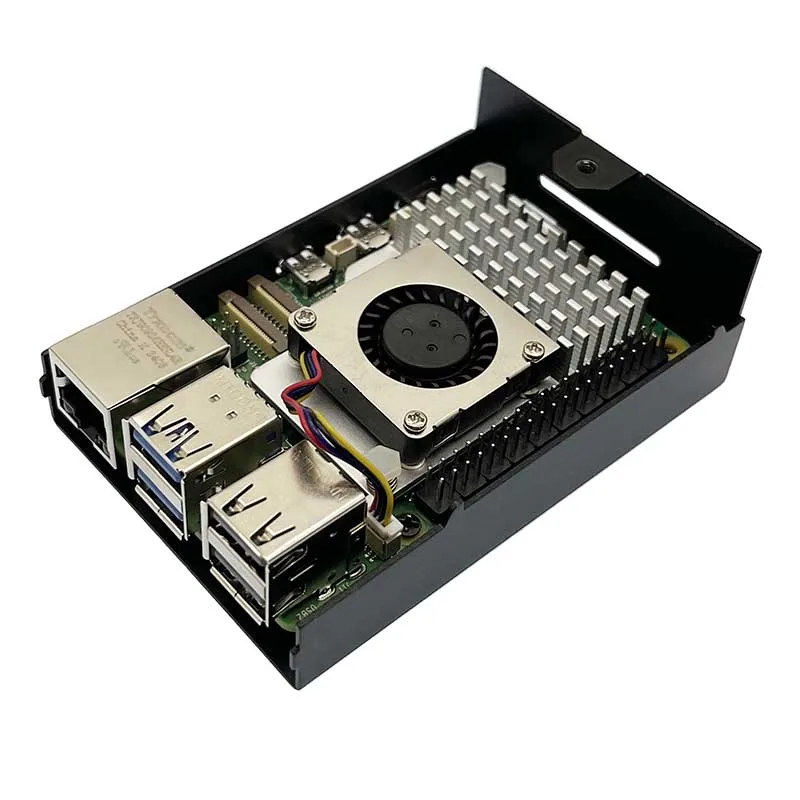 Raspberry Pi 5 Металлический корпус Черный с вентилятором Активный пассивный радиатор