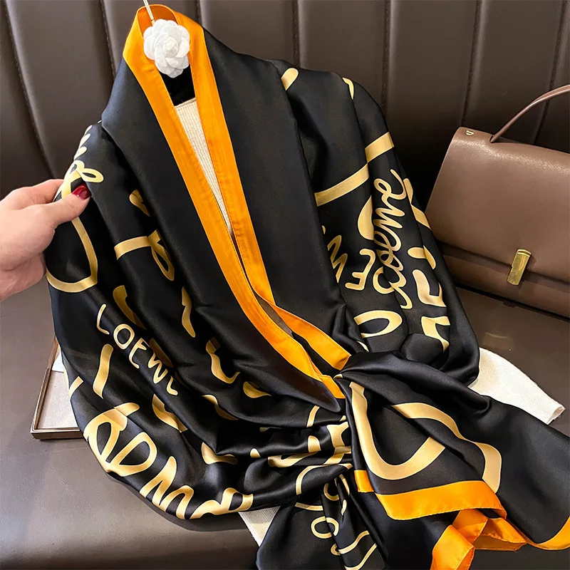 

Luxury Brand 2022 Silk Scarf Women Large Shawls Pashmina Hijab Foulard Echarpe Design Print Lady Beach Stole Head Scarves