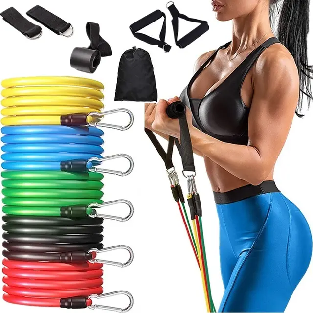 11Pcs Resistance Bands 100lbs Indoor Portable Fitness Equipment Yoga Home Gym Exercise Expander Tube Elastic Pull Ropes 1